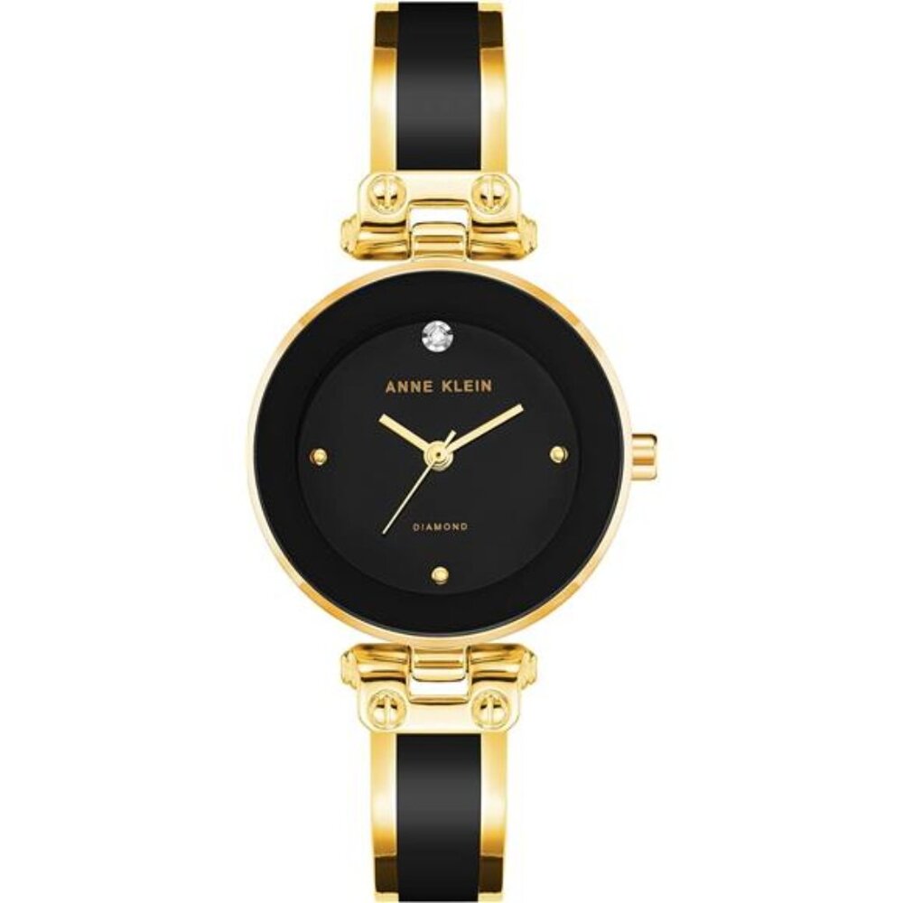 Women's Genuine Diamond Gold Dial Bangle Watch